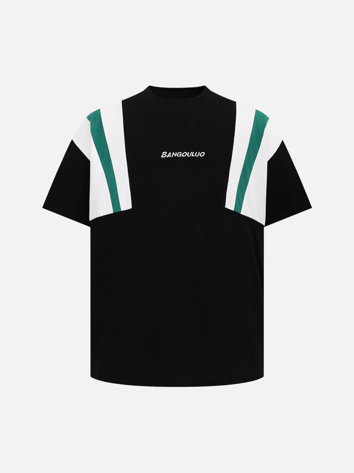 Concert Outfit Retro Contrast Color Stitching Embroidered Letter T-Shirt