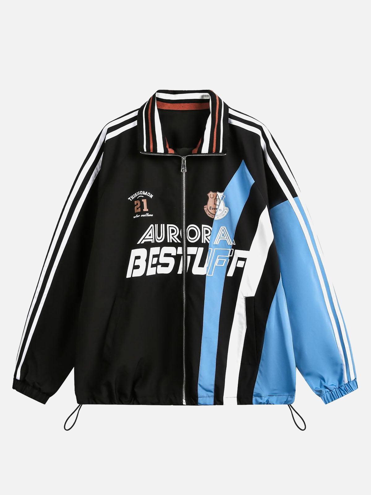 Concert Outfit Retro Contrast Color Stitching Jersey Jacket