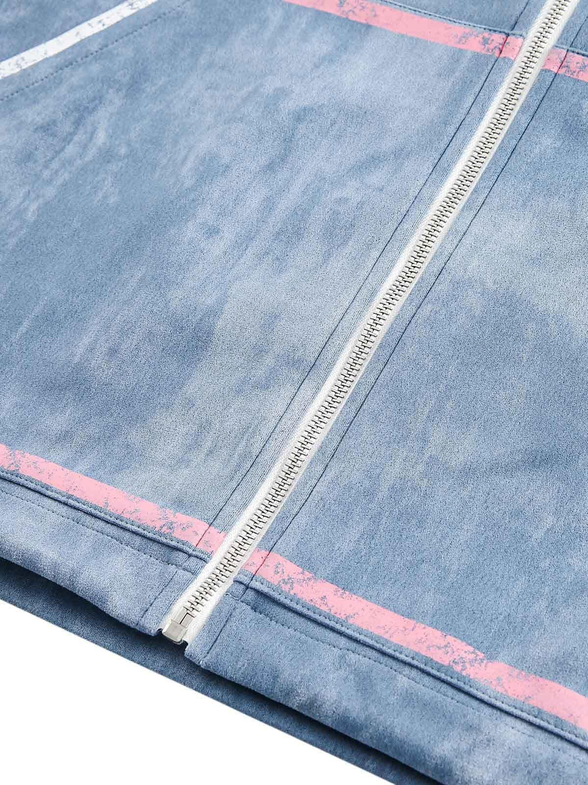 Concert Outfit Retro Contrast Suede Track Jacket Concert Outfit Retro Contrast Suede Track Jacket