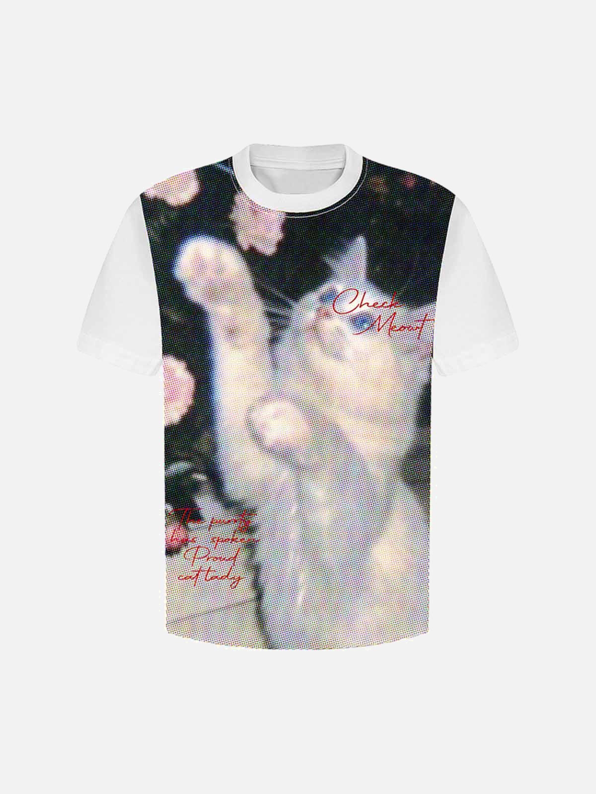 Concert Outfit Retro Cute Cat Print T-Shirt
