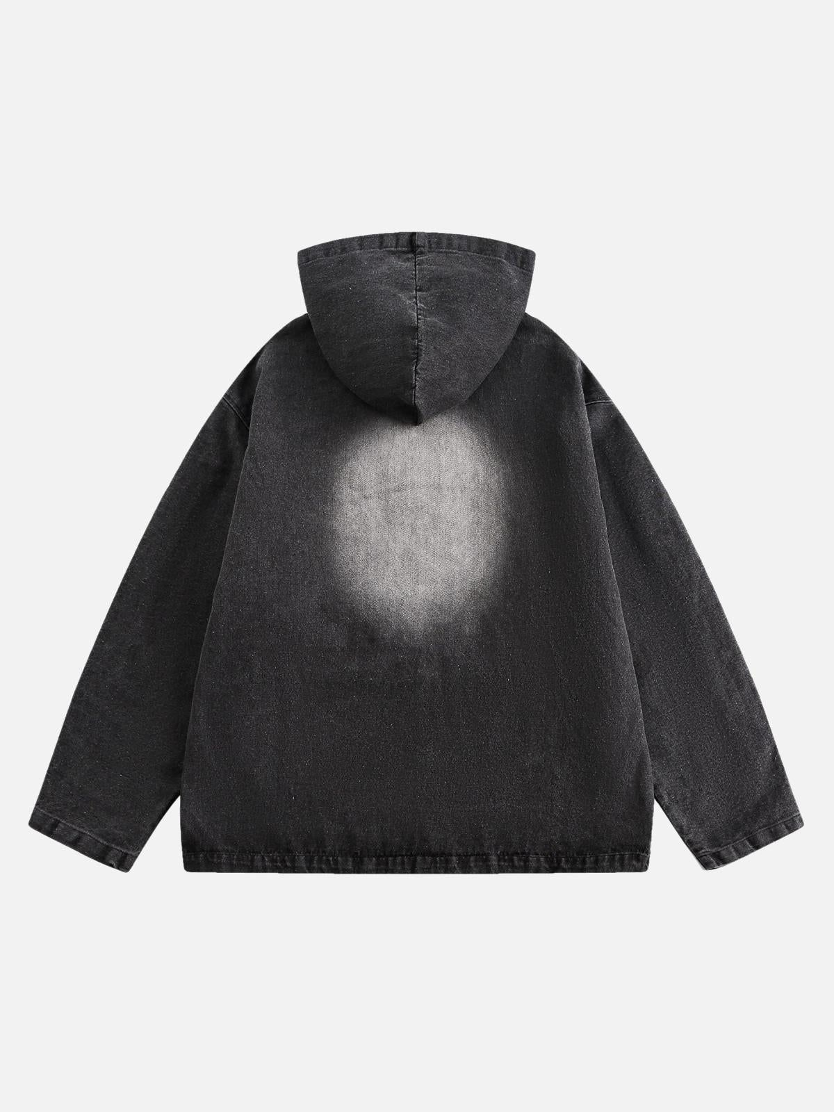 Concert Outfit Retro Distressed Washed Denim Hoodie