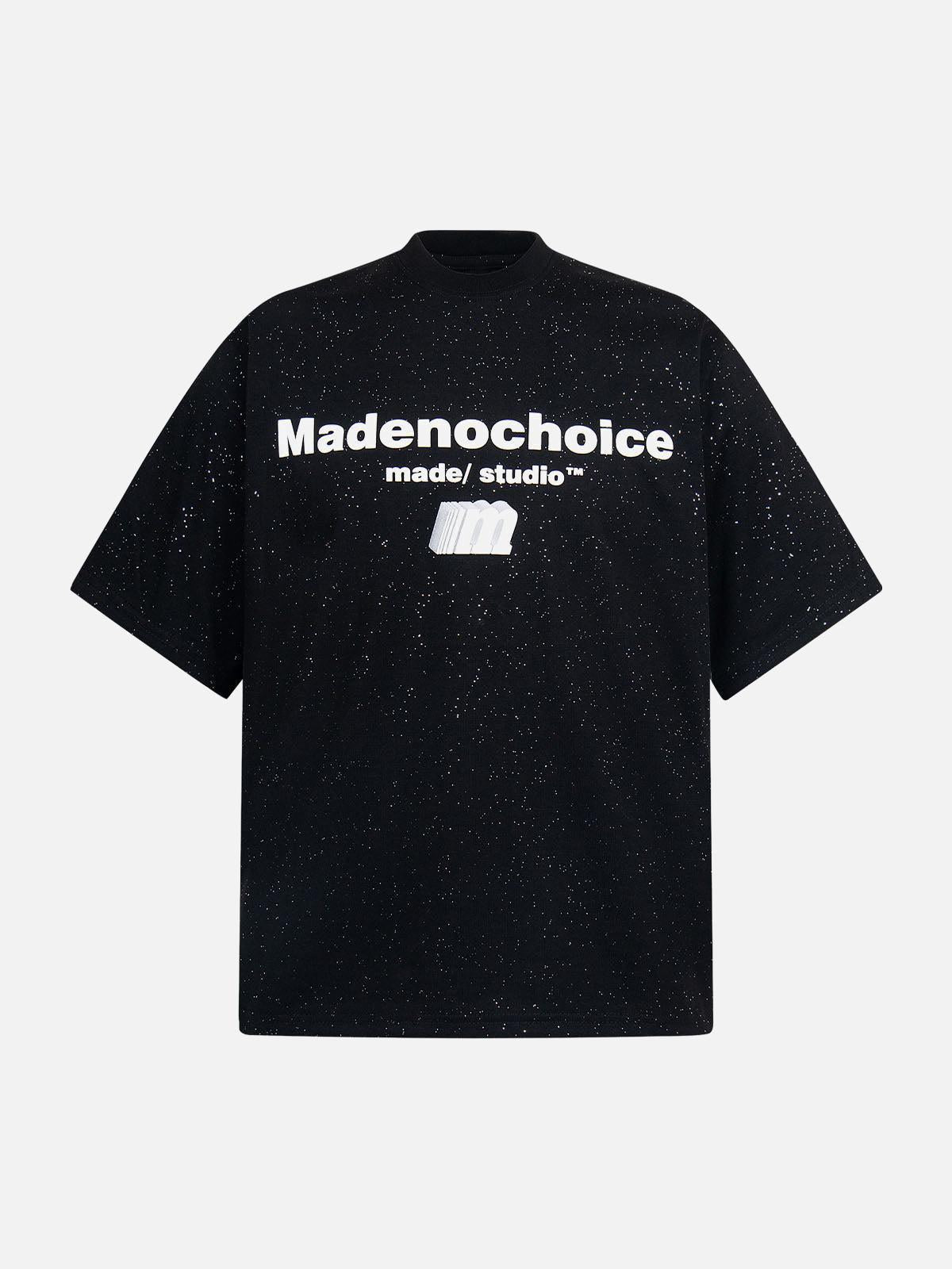 Concert Outfit Retro Heavy Starry Sky Print Font Design Short-Sleeved T-Shirt