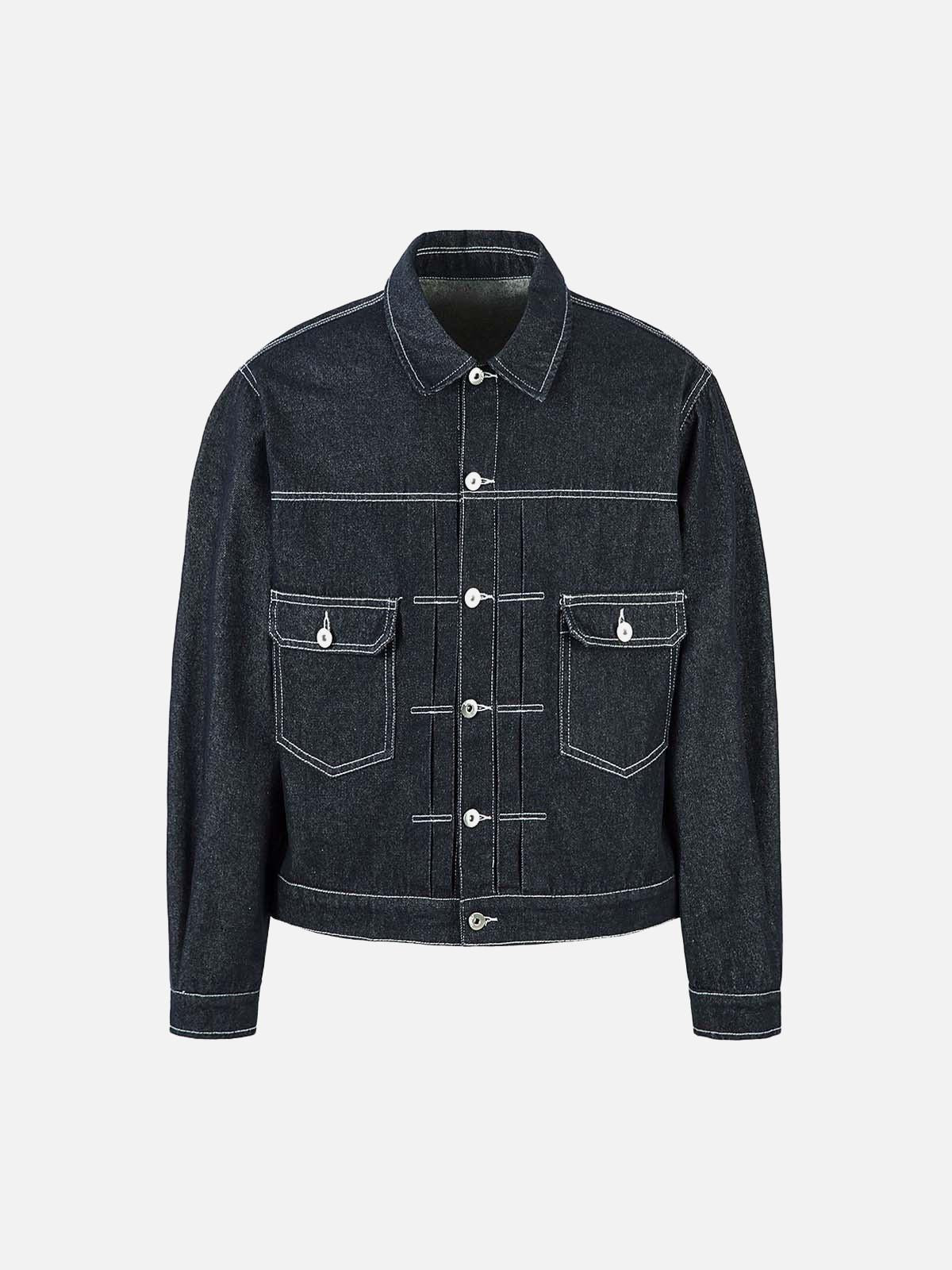 Concert Outfit Retro Heavy Washed Contrast Color Denim Jacket