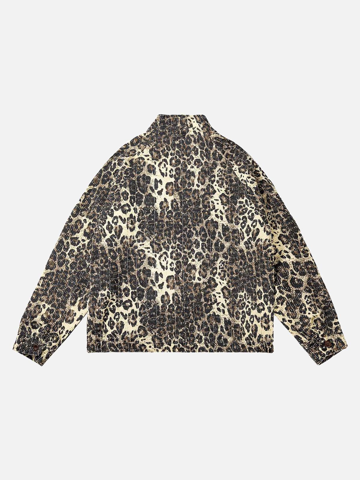 Concert Outfit Retro Leopard Printed Denim Jacket