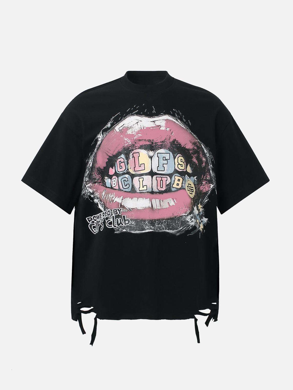 Concert Outfit Retro Letter Lip Graphic T-Shirt