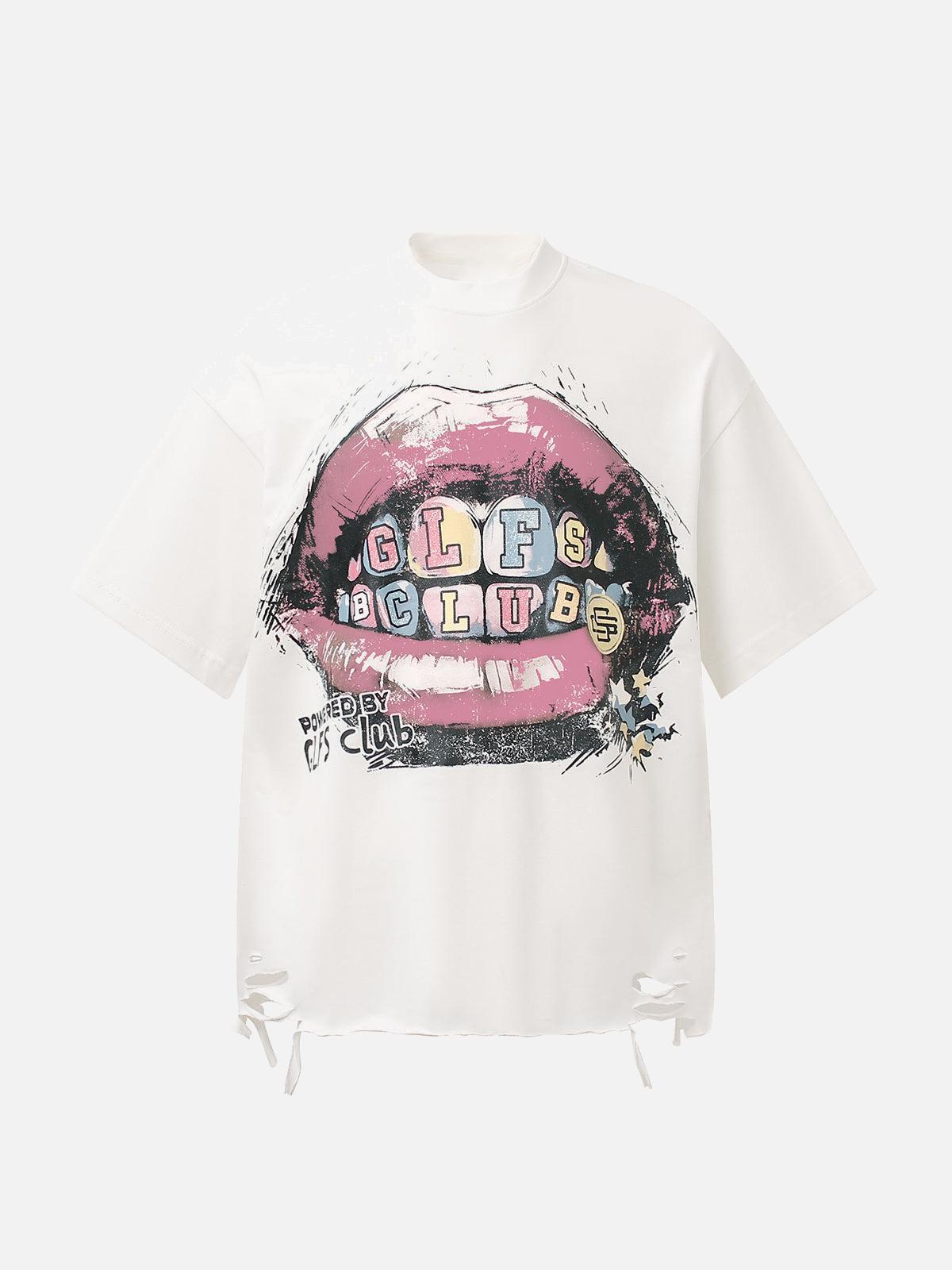 Concert Outfit Retro Letter Lip Graphic T-Shirt