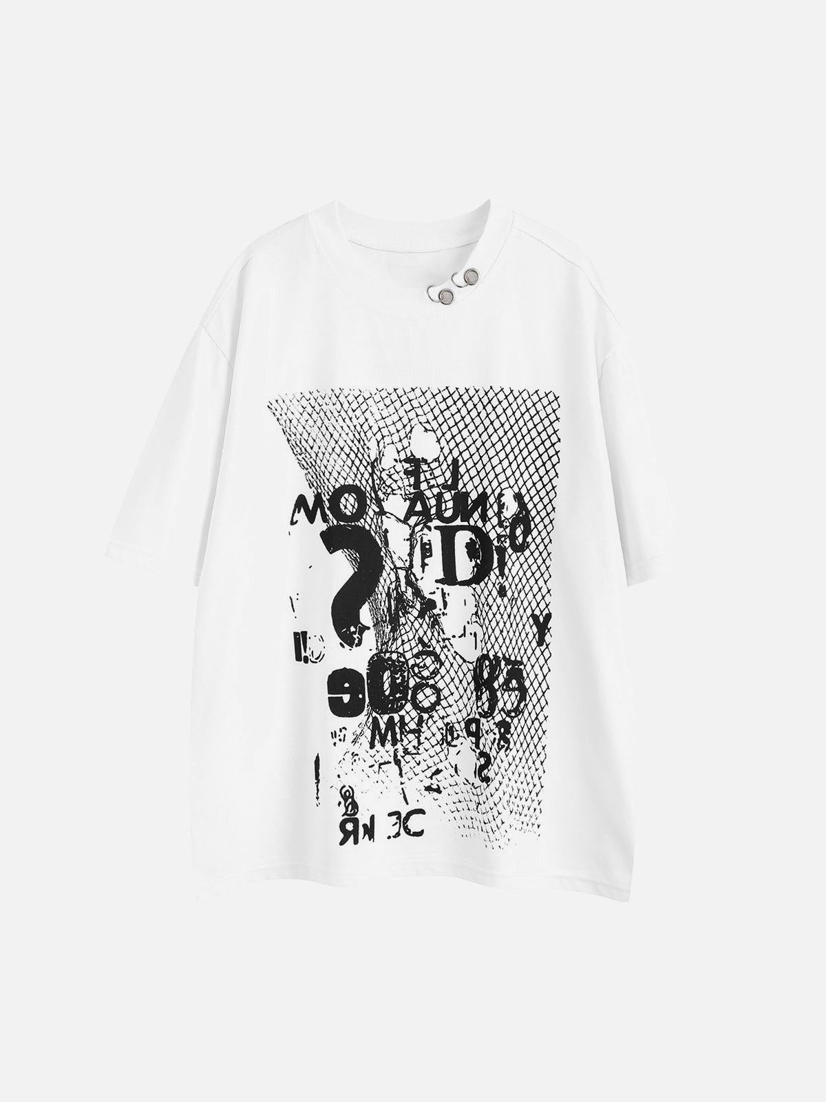 Concert Outfit Retro Letter Print Rivet T-Shirt