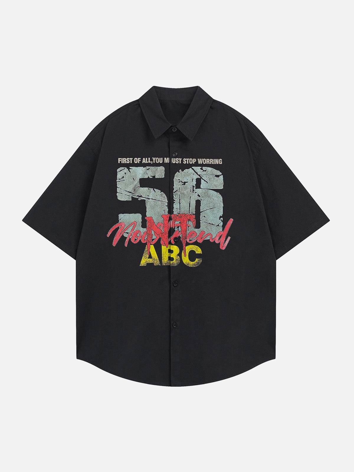 Concert Outfit Retro Letter Print Short Sleeve Shirt