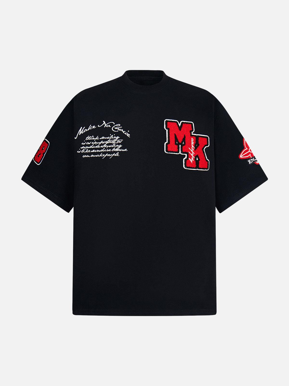 Concert Outfit Retro Motorcycle Style Heavy Patch Embroidered T-Shirt