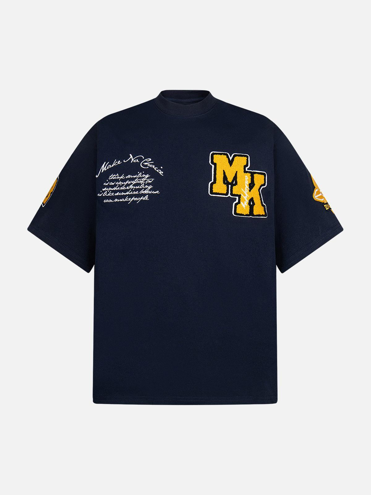 Concert Outfit Retro Motorcycle Style Heavy Patch Embroidered T-Shirt