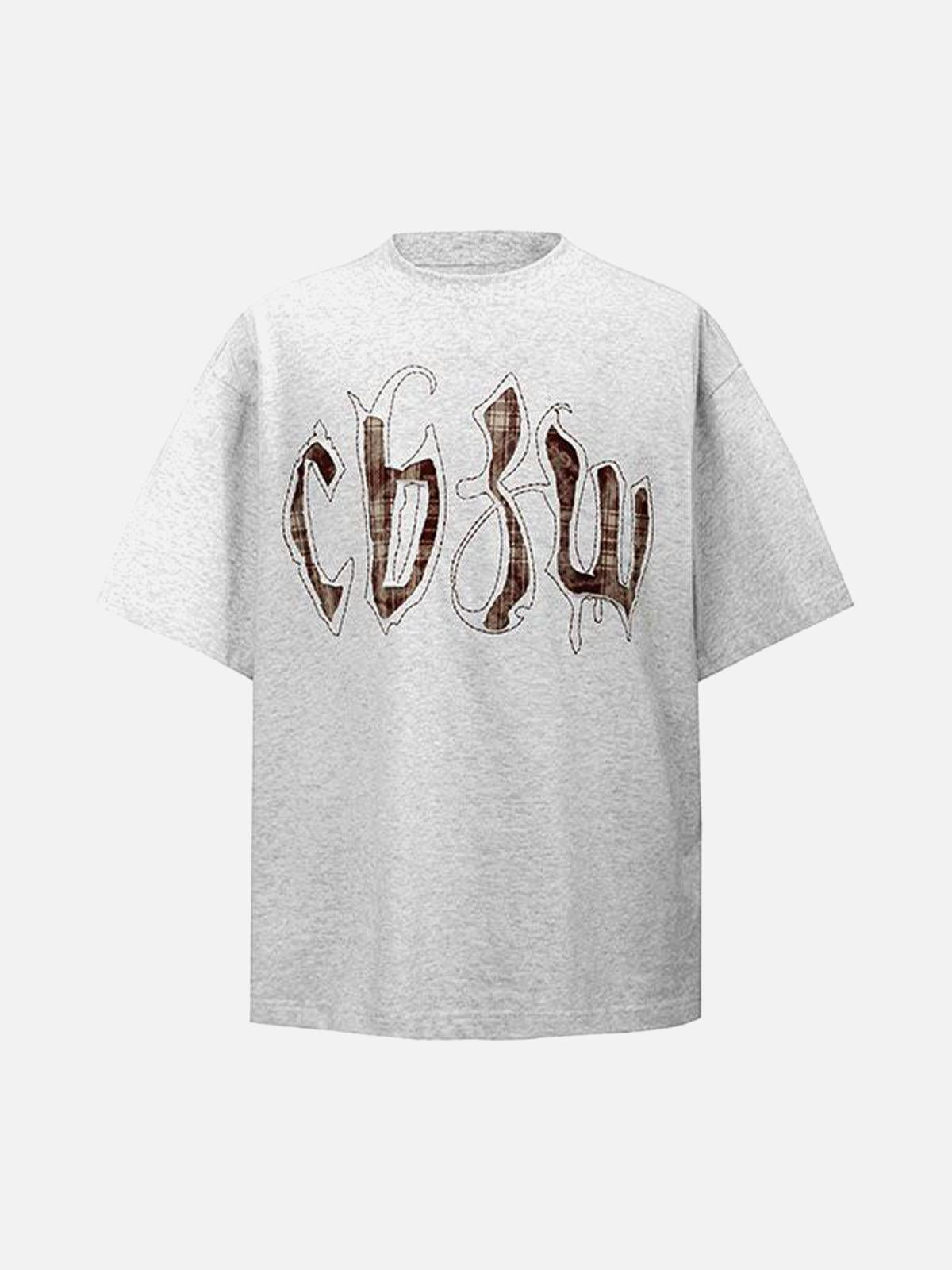 Concert Outfit Retro Plaid Letter Embroidered T-Shirt