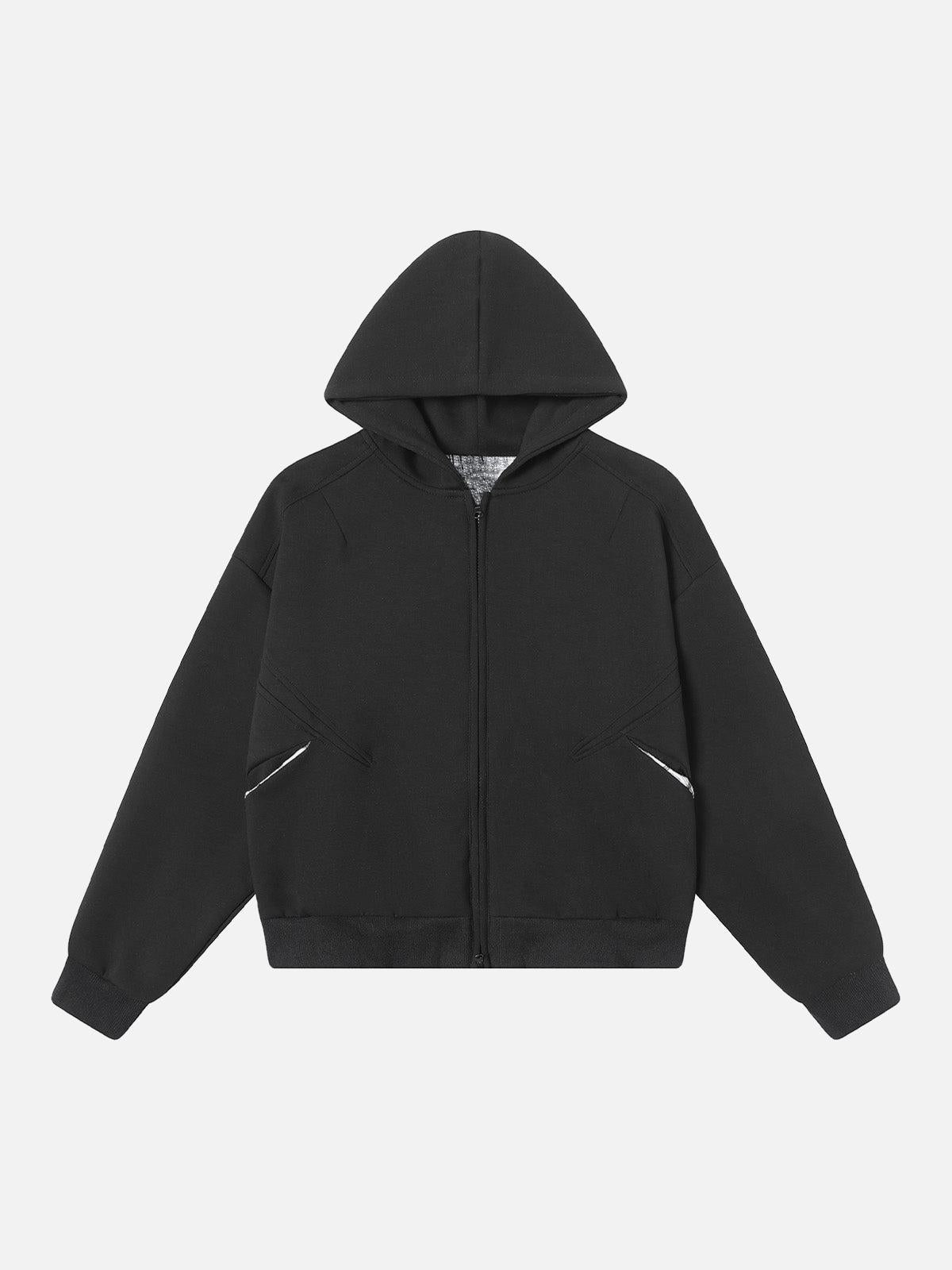 Concert Outfit Retro Plaid Lining Zip Up Hooded Sweatshirt