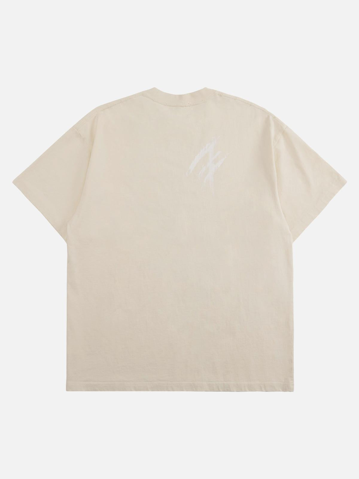 Concert Outfit Retro Washed Contrast Color Broken Letters T-Shirt