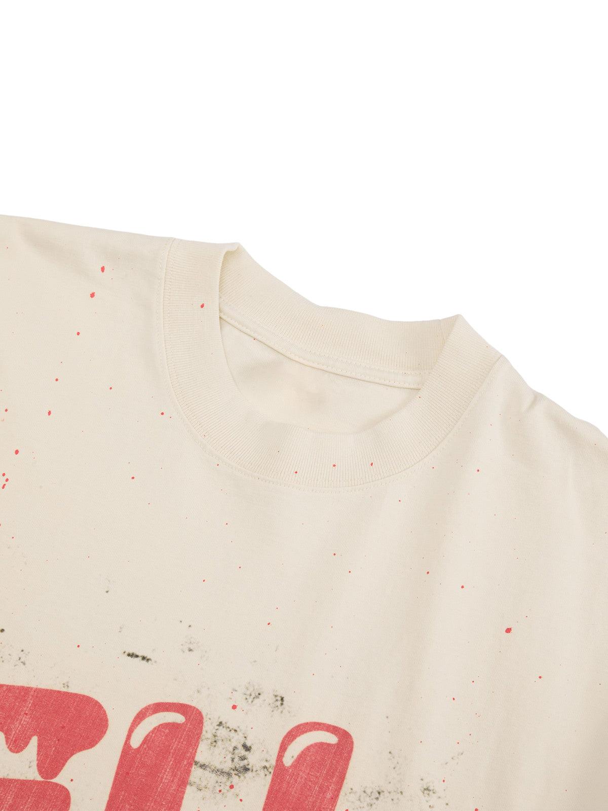 Concert Outfit Retro Washed Dissolved Heart T-Shirt