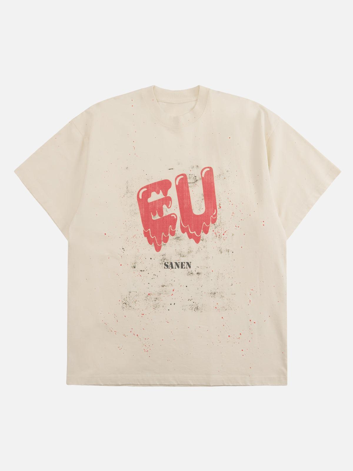 Concert Outfit Retro Washed Dissolved Heart T-Shirt