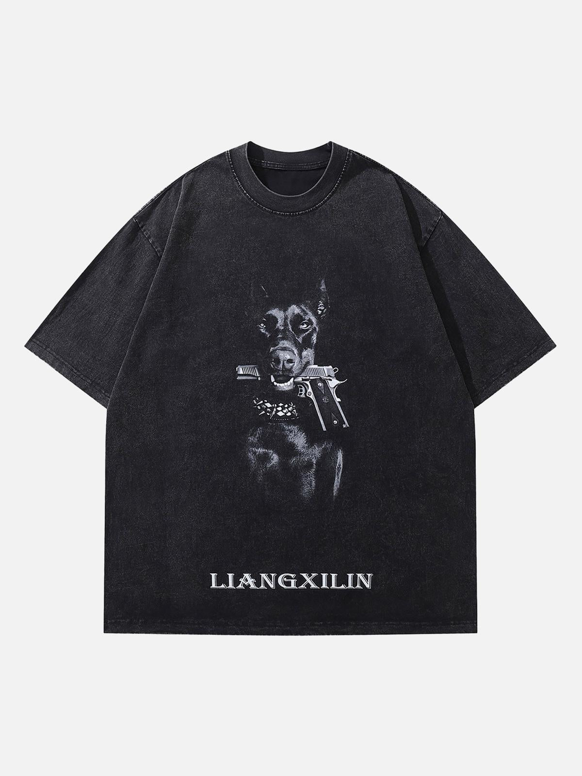 Concert Outfit Retro Washed Distressed Doberman Pinscher T-Shirt