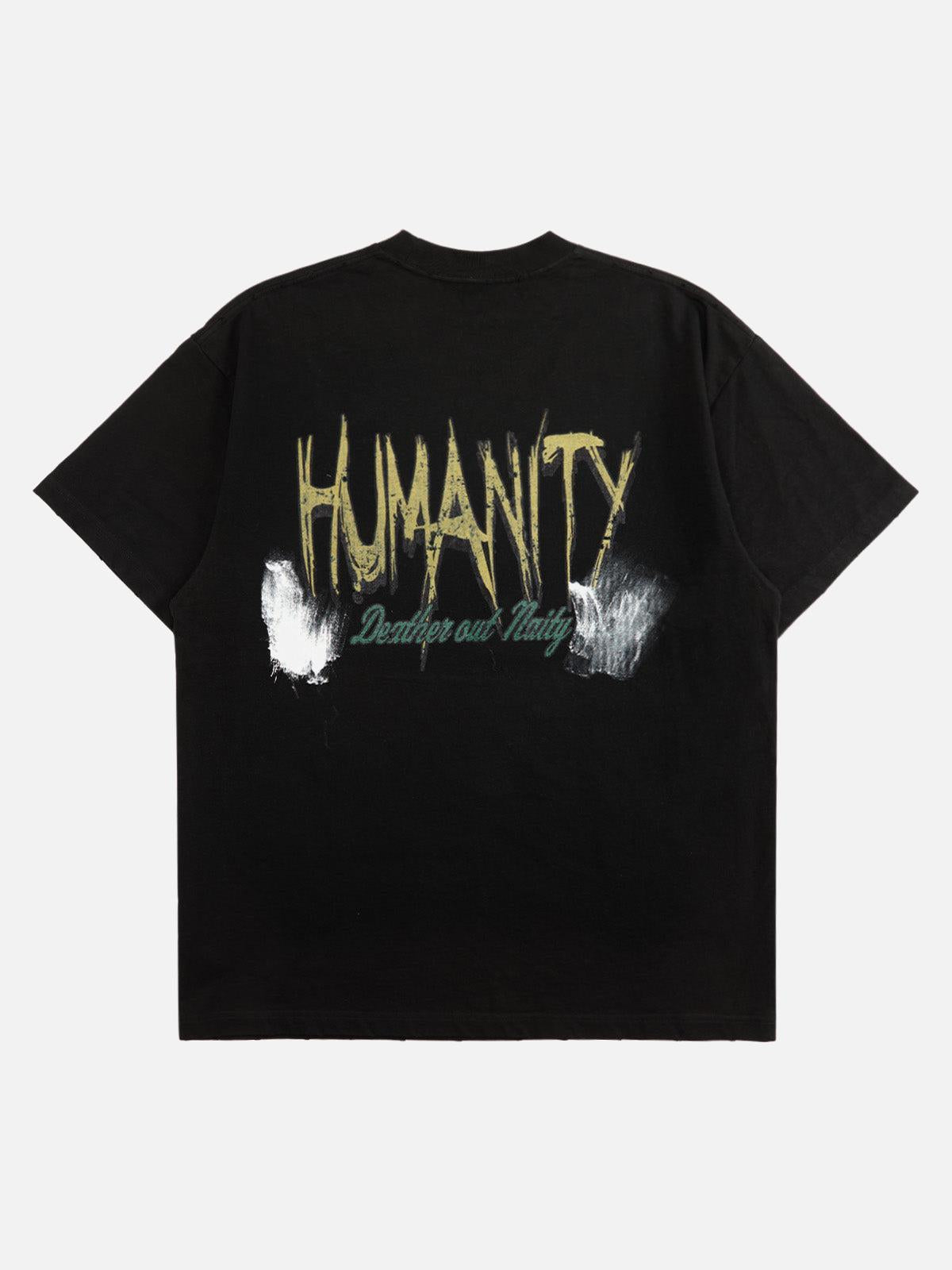 Concert Outfit Retro Washed Graffiti Skull T-Shirt