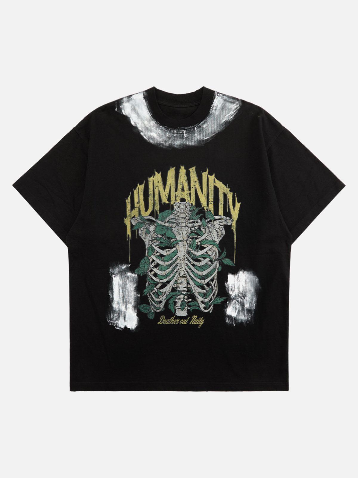 Concert Outfit Retro Washed Graffiti Skull T-Shirt