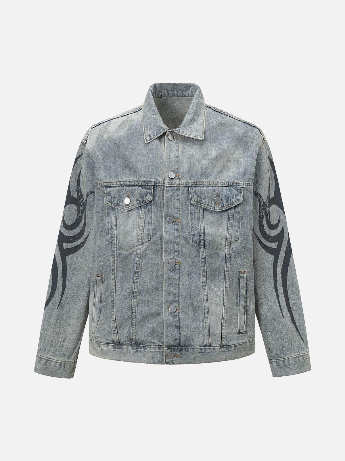Concert Outfit Retro Washed Totem Denim Jacket