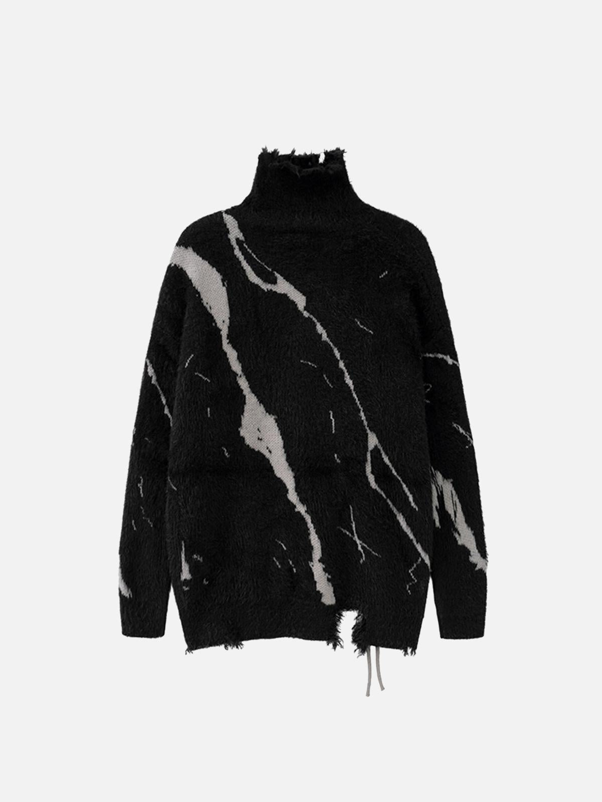 Concert Outfit Ripped Knit Turtleneck Sweater