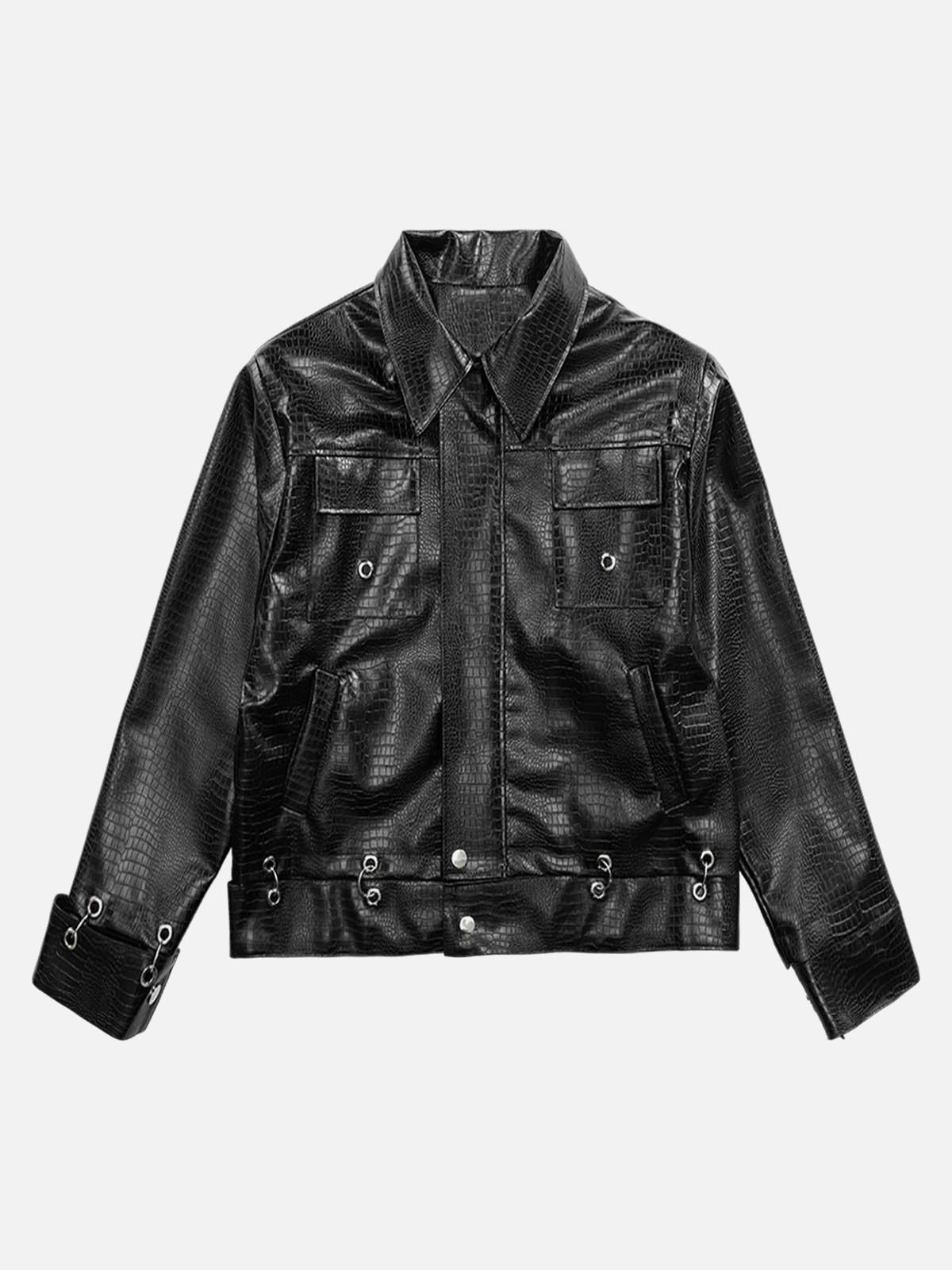 Concert Outfit Shoulder Pad PU Leather Jacket