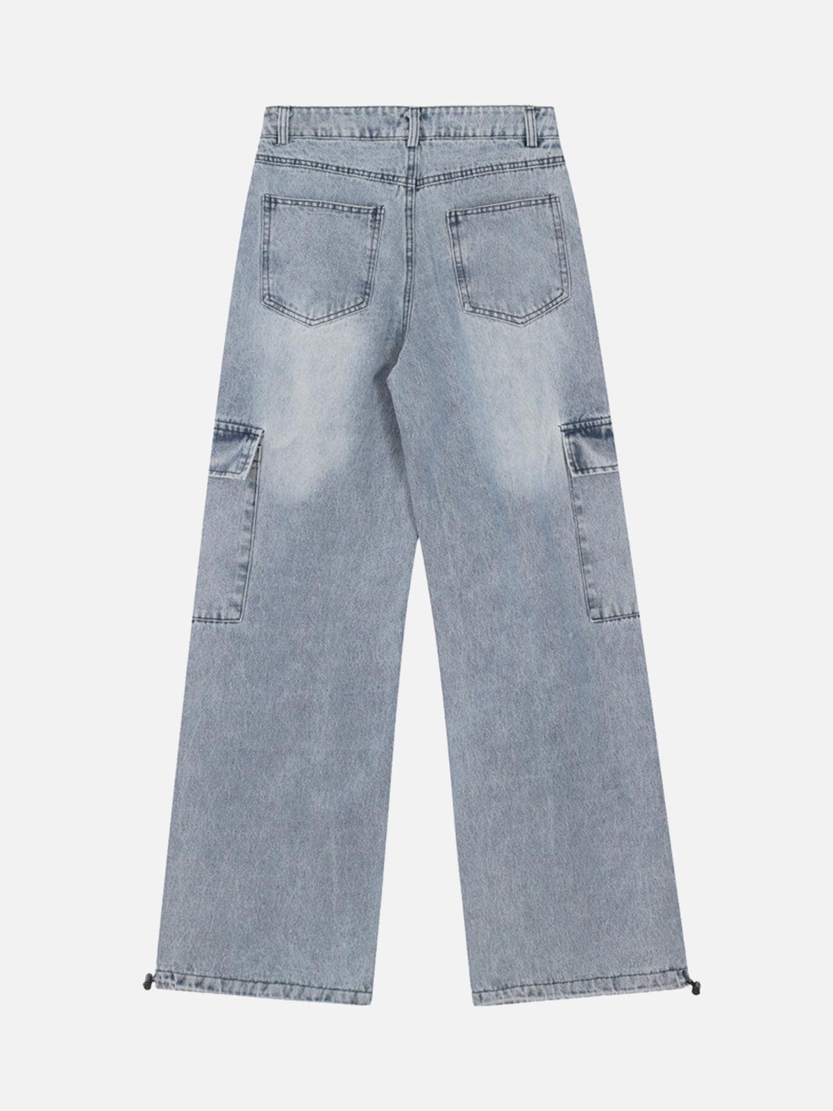 Concert Outfit Side-Scarf Pleated Baggy Jeans