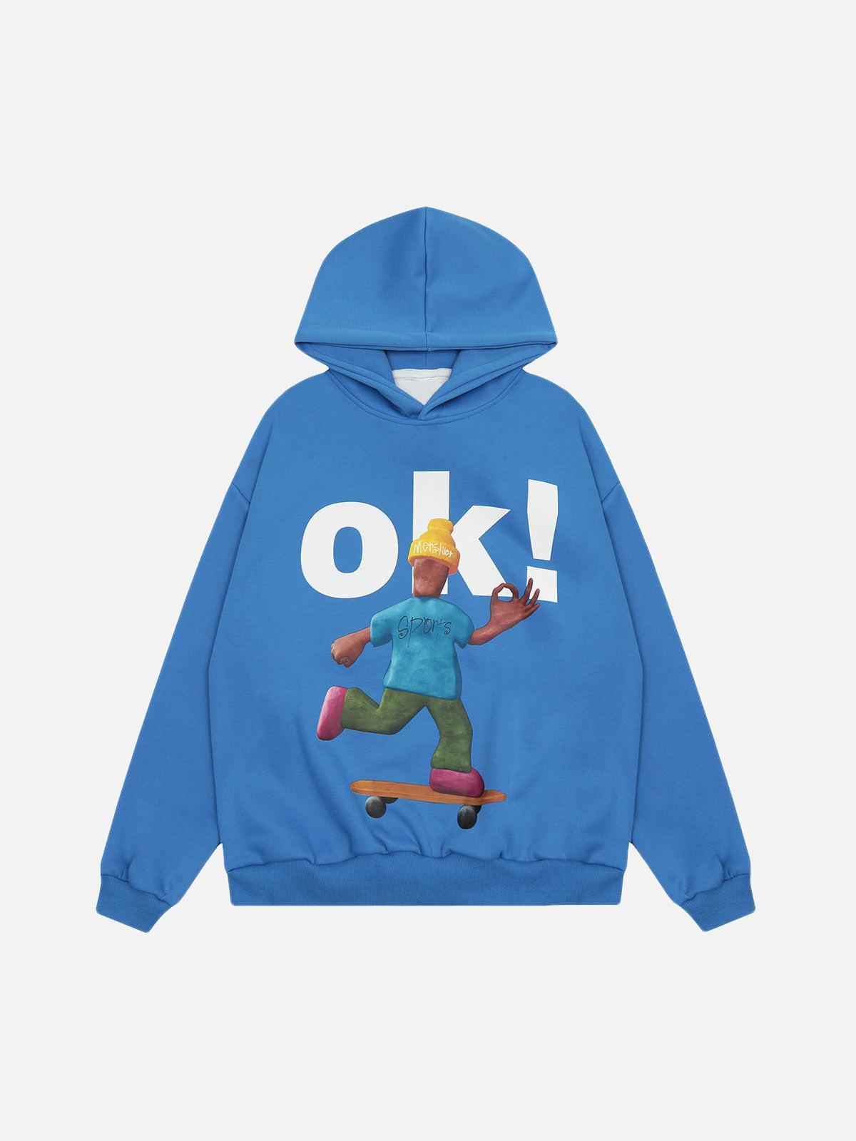 Concert Outfit Skateboard Character Printed Hoodie