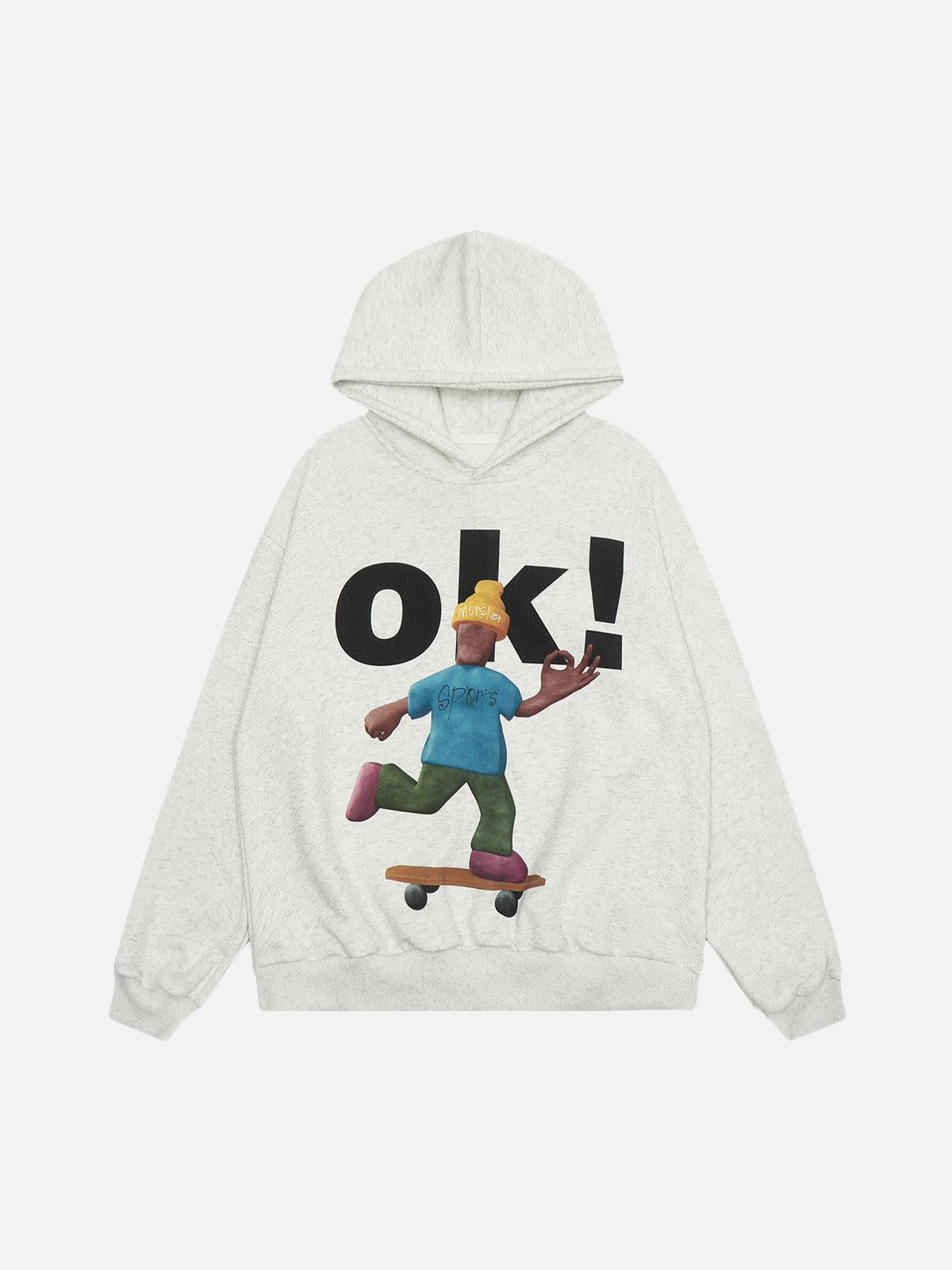 Concert Outfit Skateboard Character Printed Hoodie