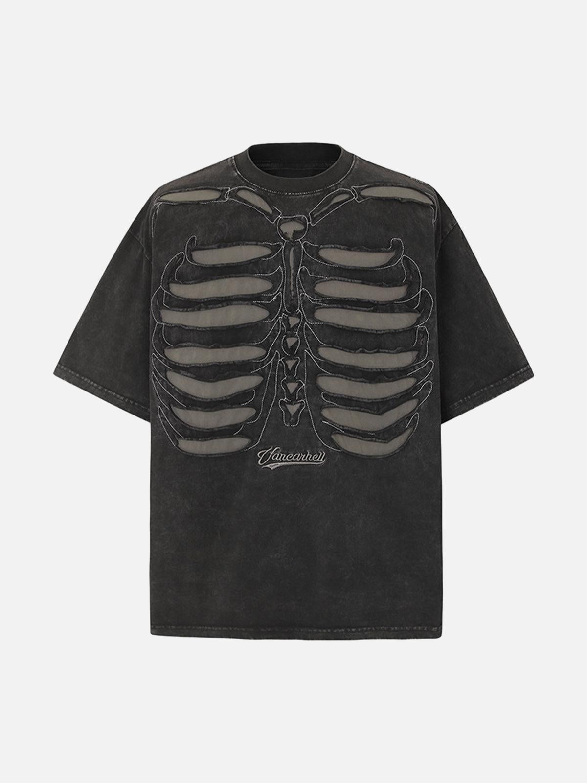 Concert Outfit Skeleton Design Print Oversized T-Shirt