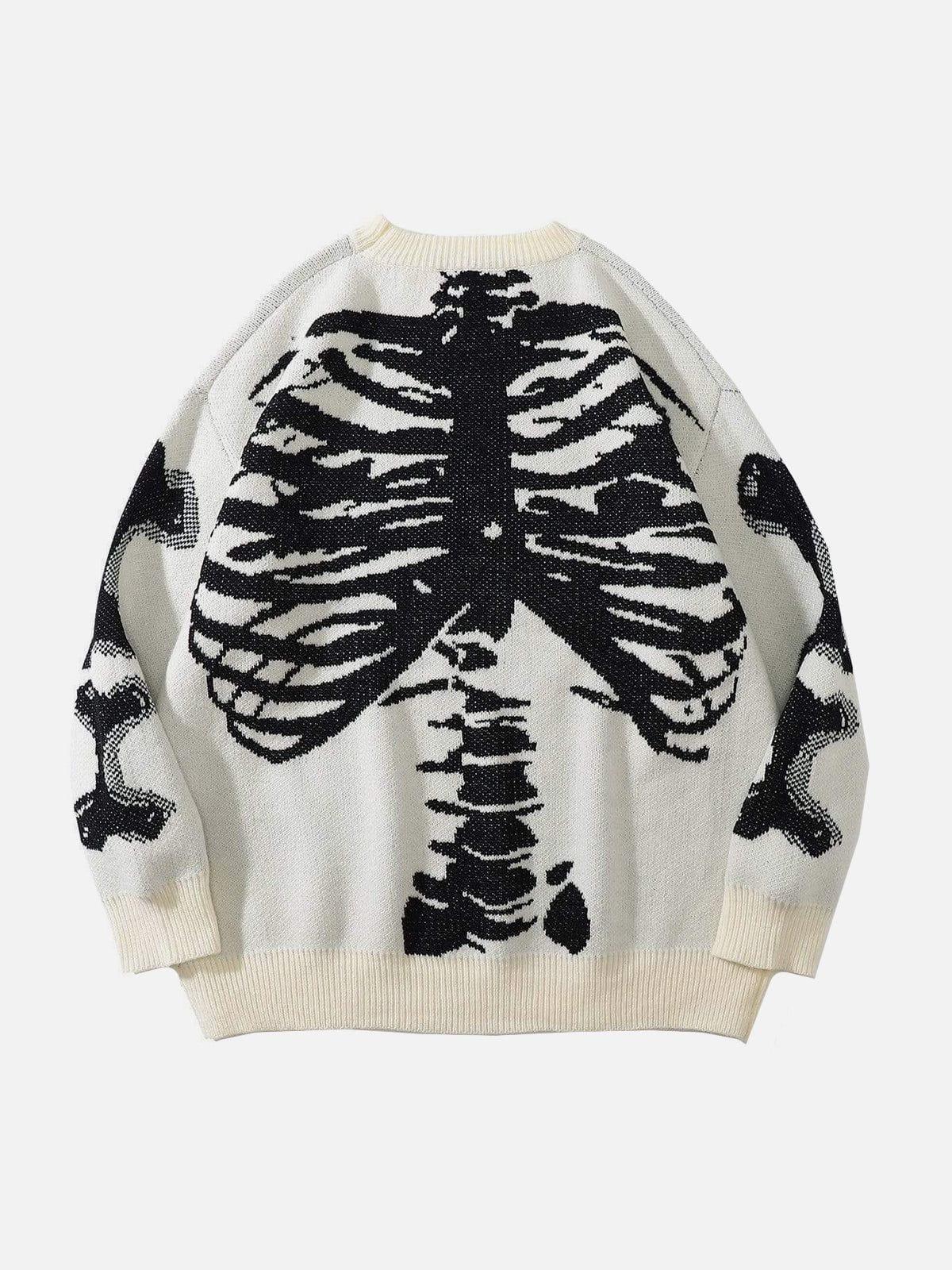 Concert Outfit Skeleton Pattern Knit Sweater