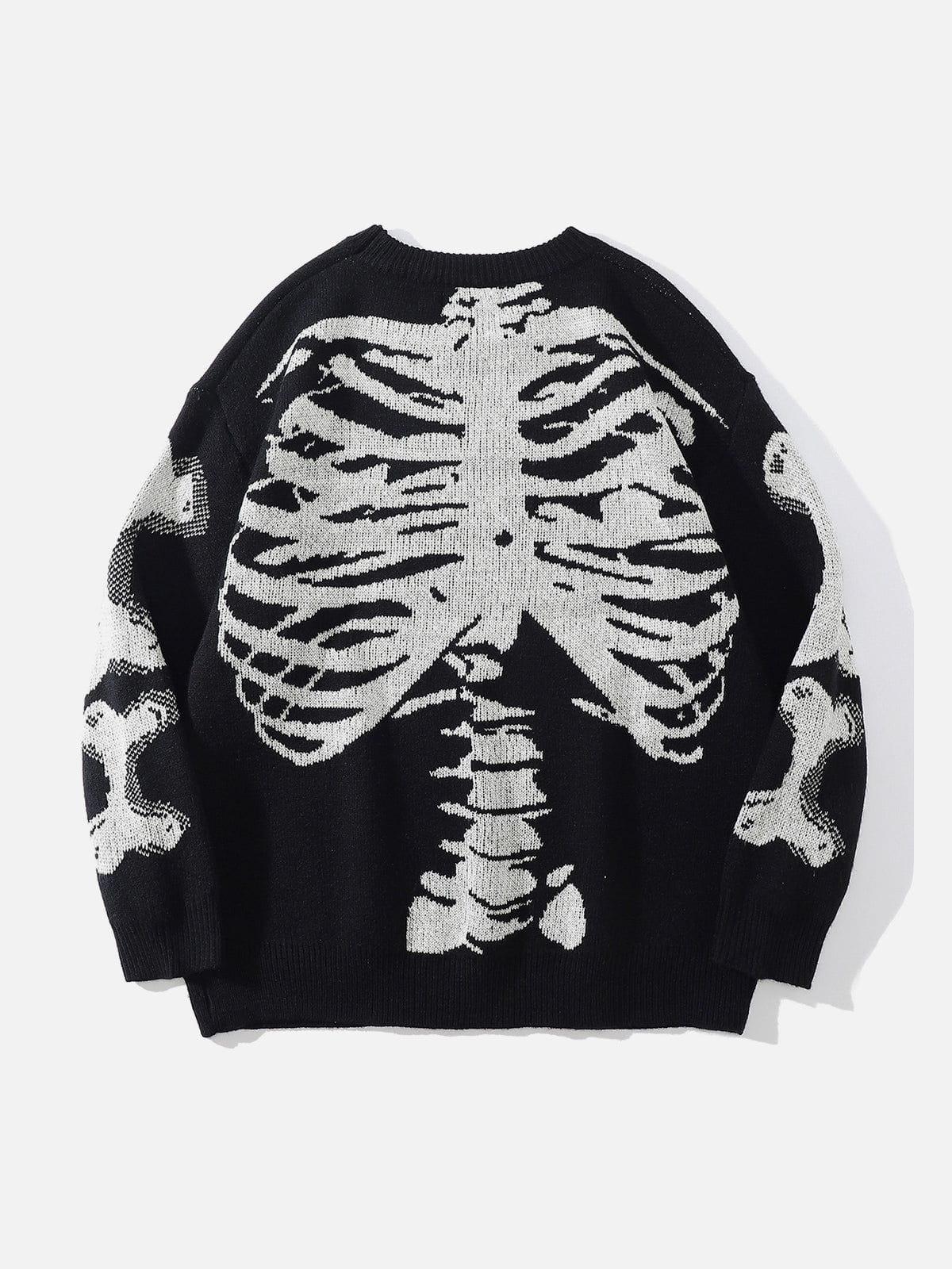 Concert Outfit Skeleton Pattern Knit Sweater