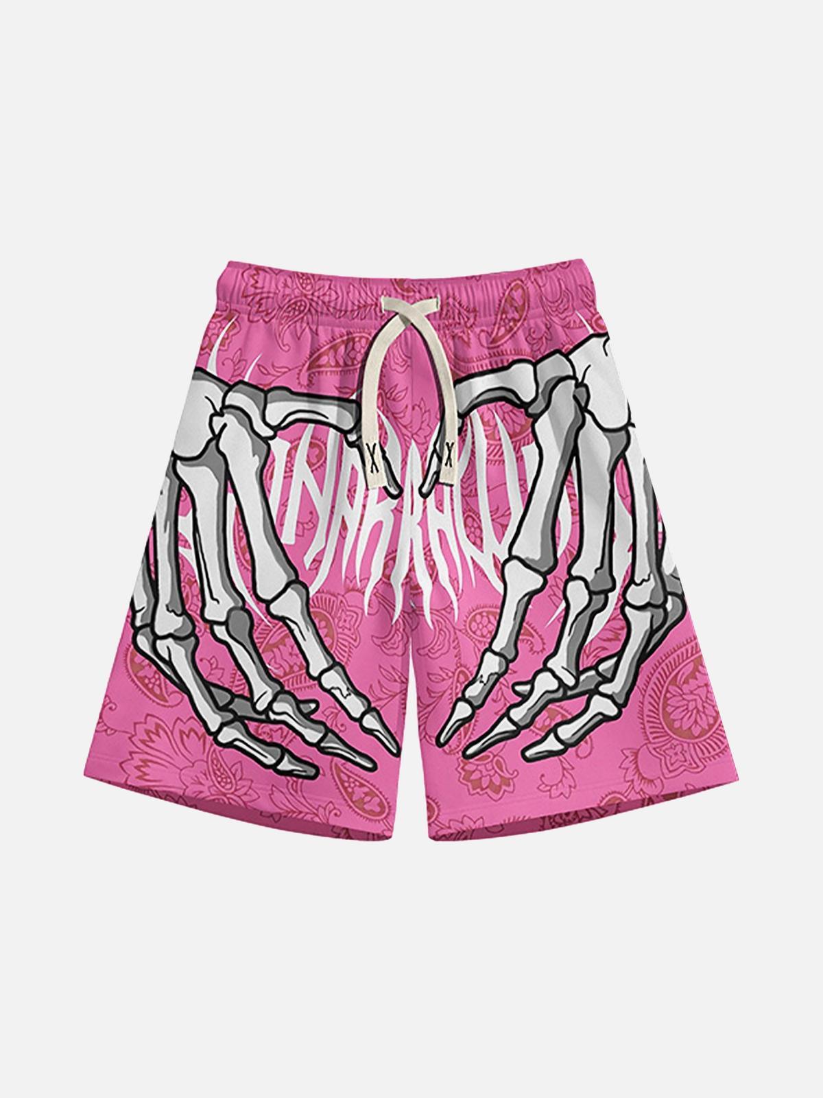 Concert Outfit Skull Hand Print Hip-Hop Shorts