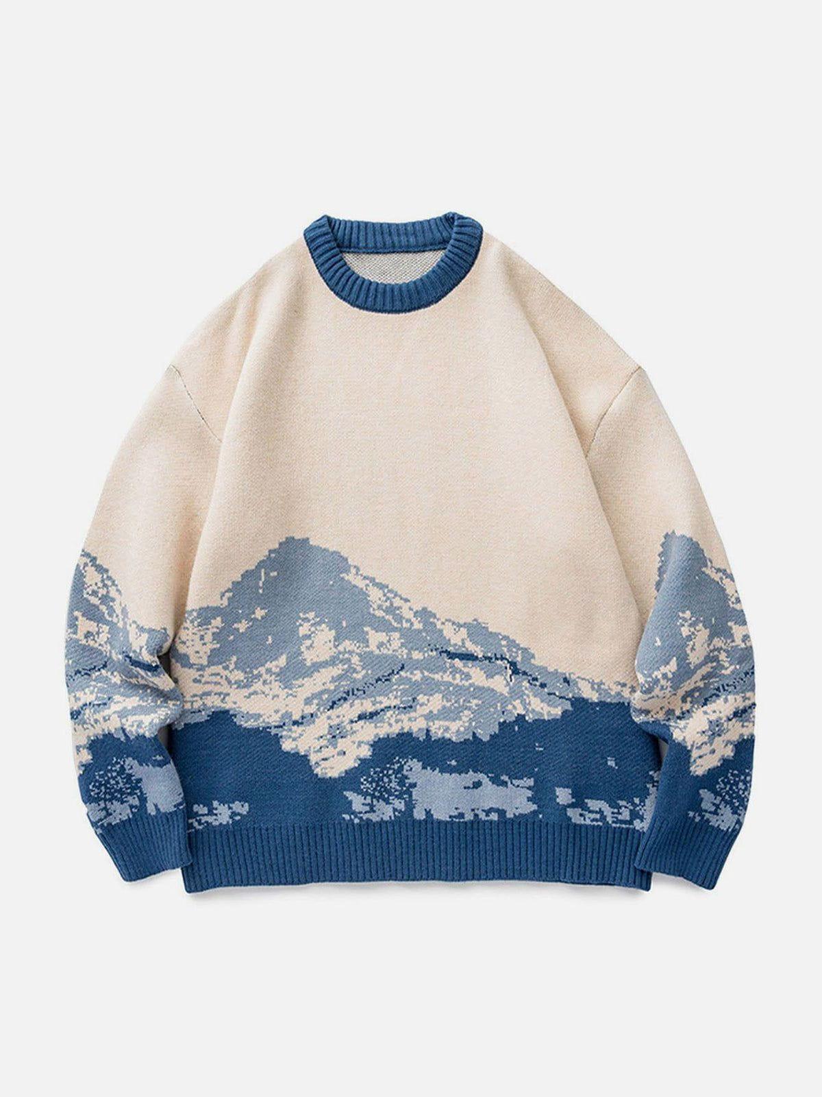 Concert Outfit Snow Mountain Gradient Knit Sweater