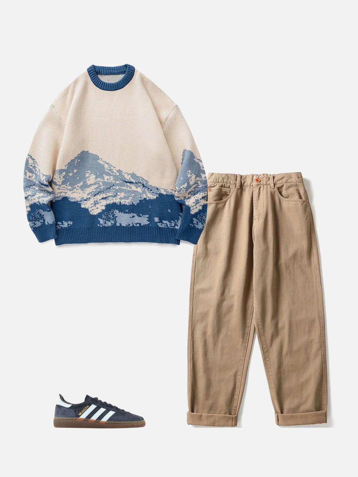 Concert Outfit Snow Mountain Gradient Knit Sweater