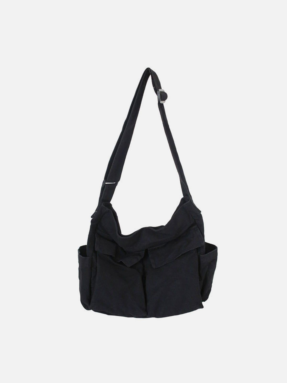 Concert Outfit Solid Color Big Pocket Shoulder Bag