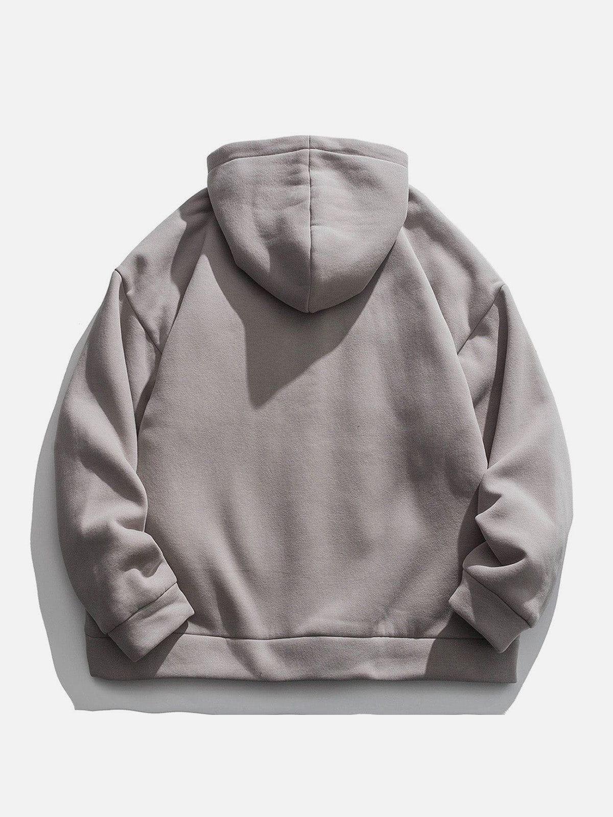 Concert Outfit Solid Color Multi-Pocket Hooded Winter Coat