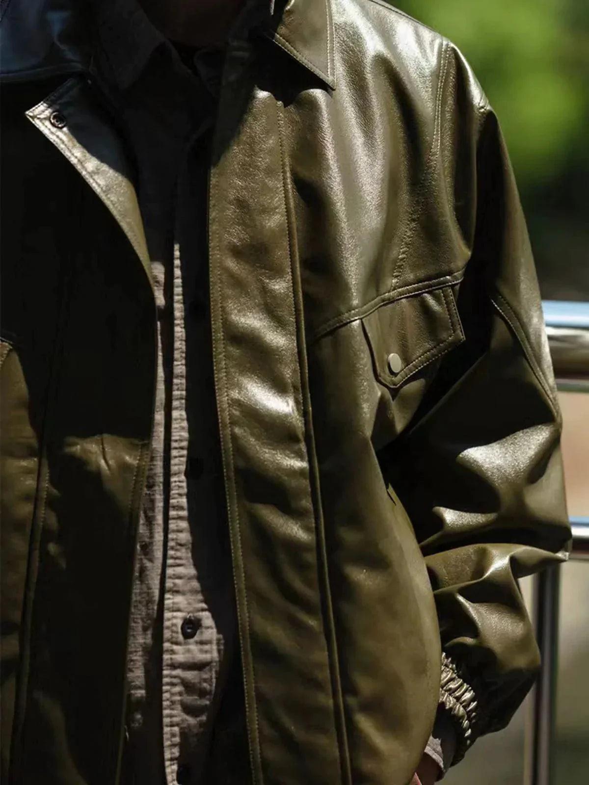 Concert Outfit Solid Color PU Jacket