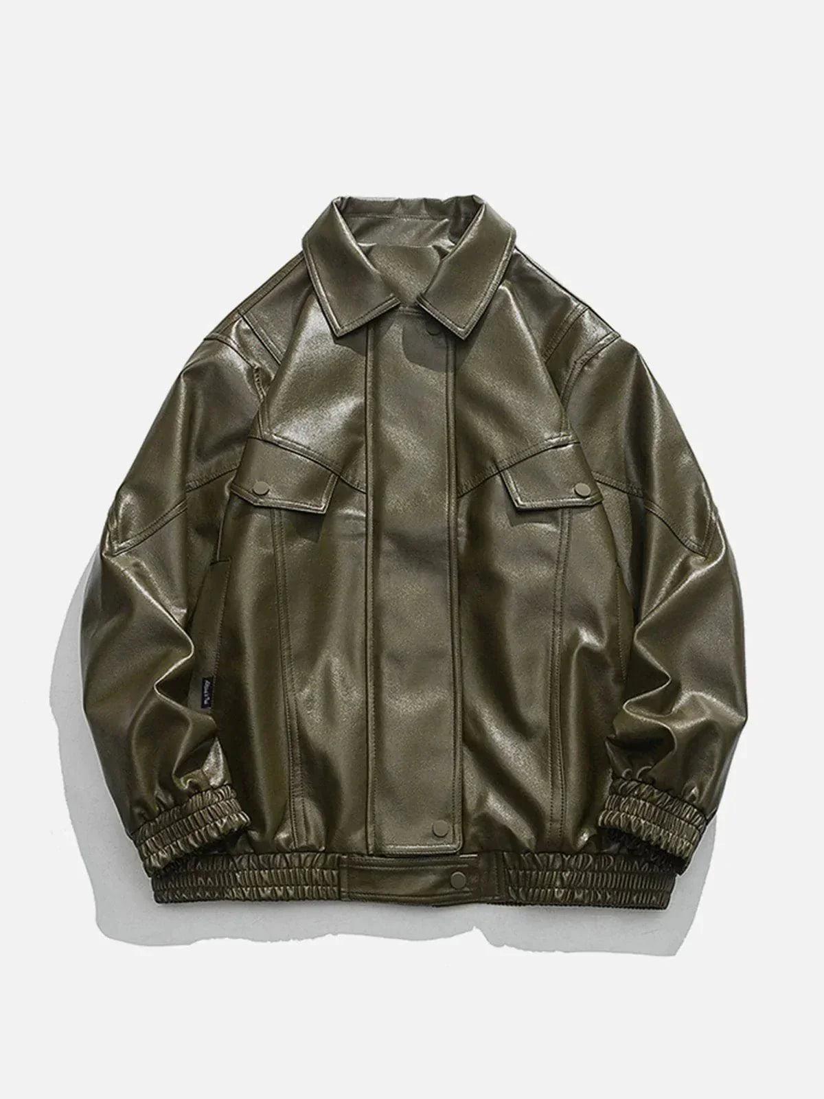 Concert Outfit Solid Color PU Jacket