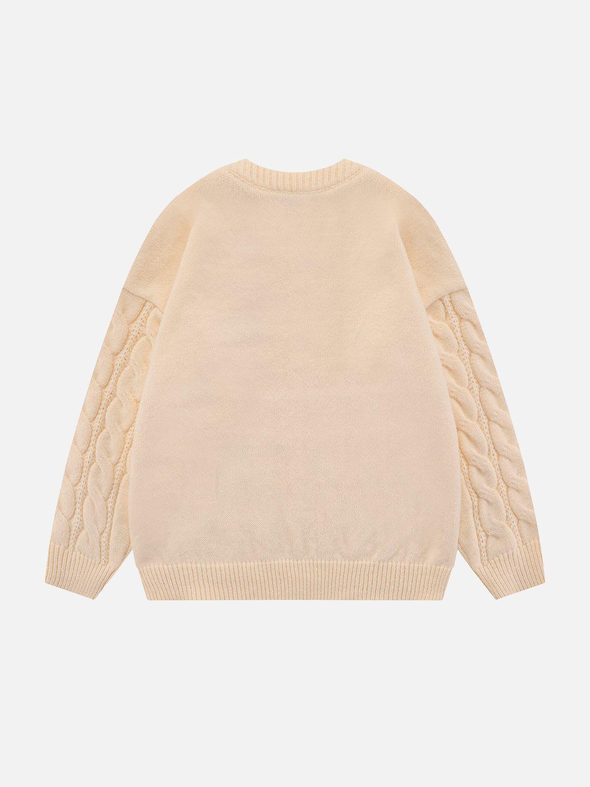 Concert Outfit Solid Color Twist Knit Sweater