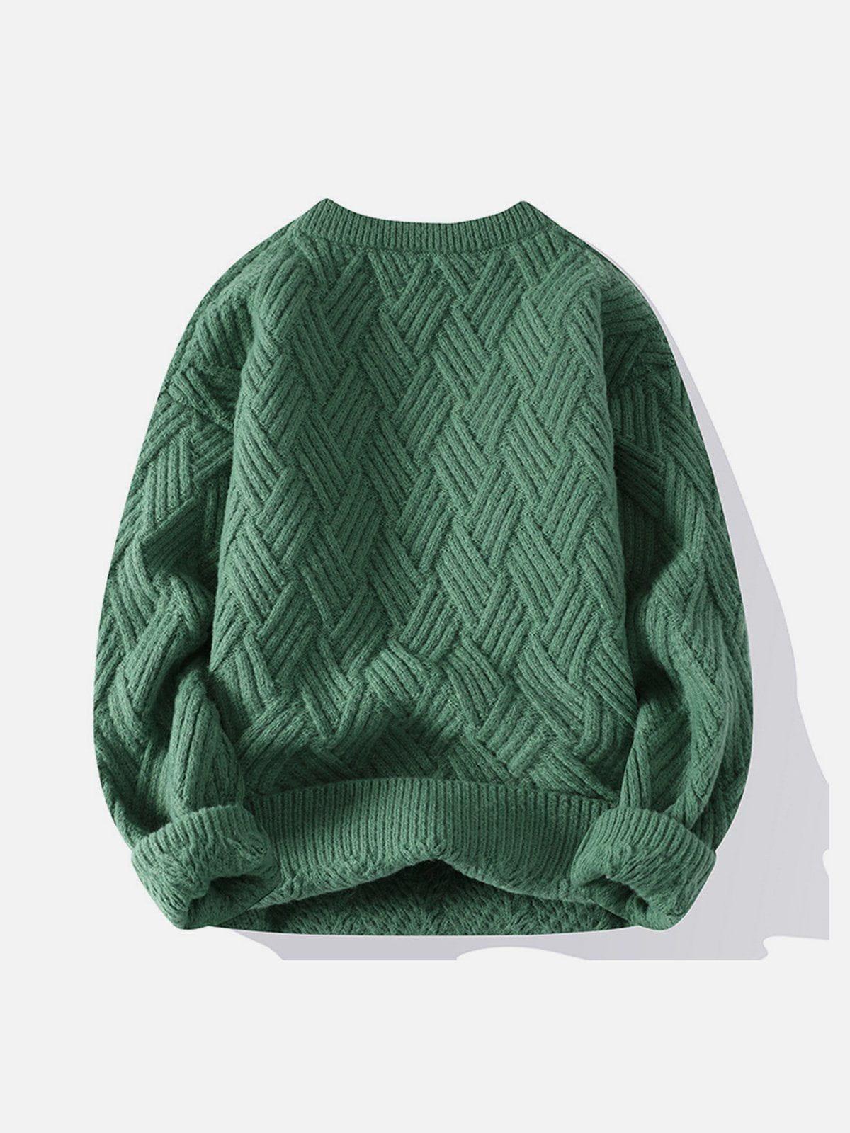 Concert Outfit Solid Color Weave Cozy Sweater