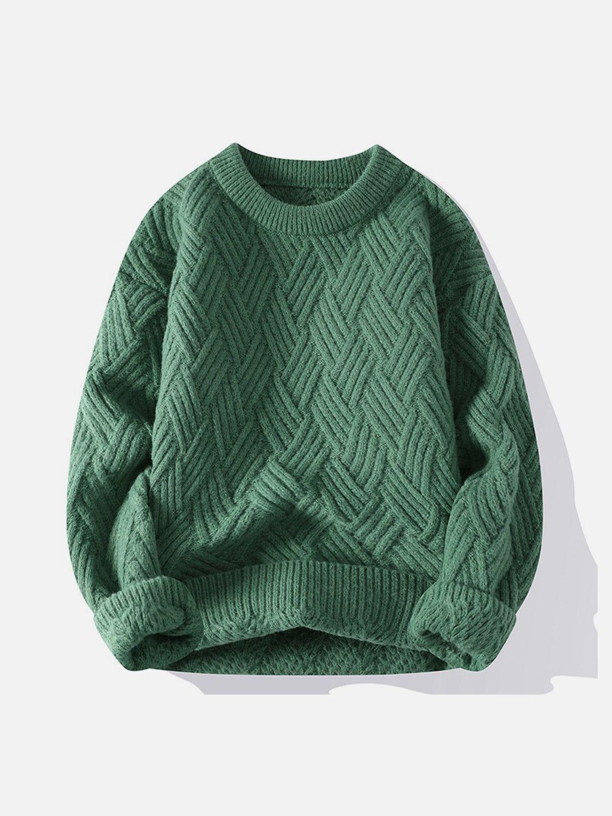 Concert Outfit Solid Color Weave Cozy Sweater