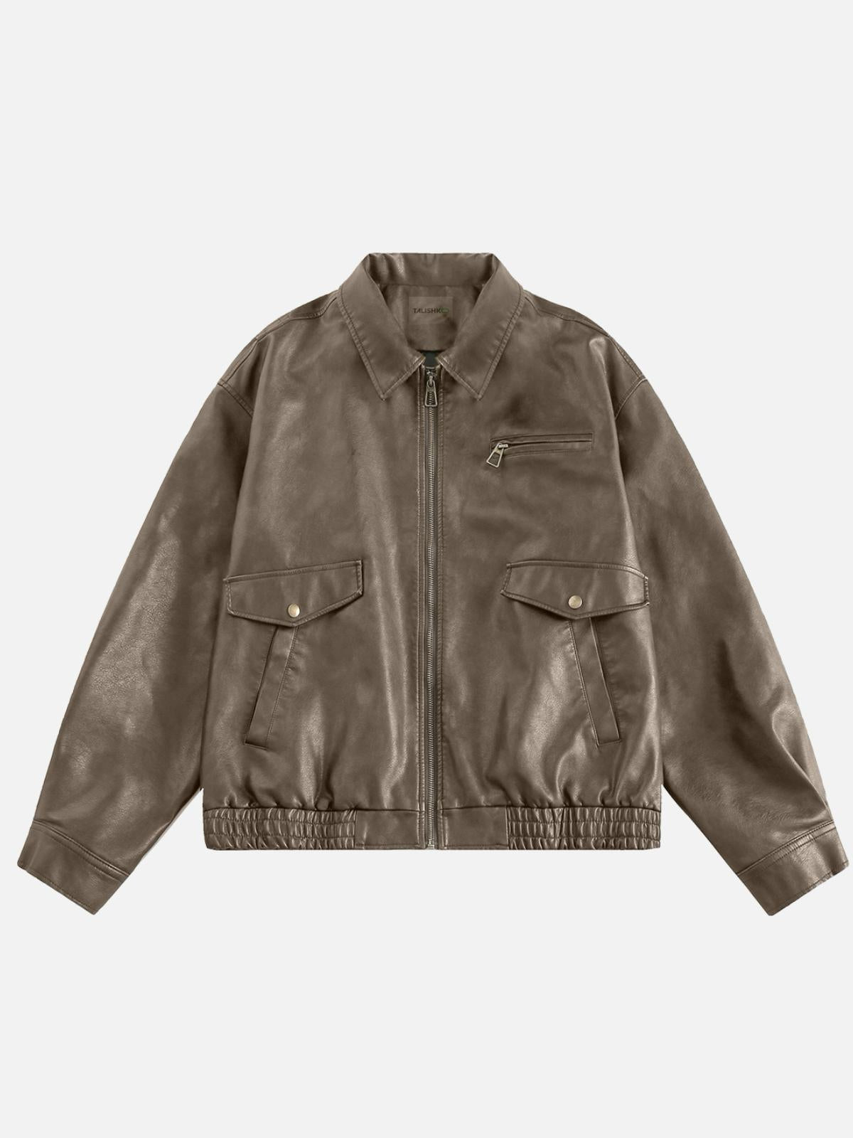 Concert Outfit Solid Faux Leather Jacket