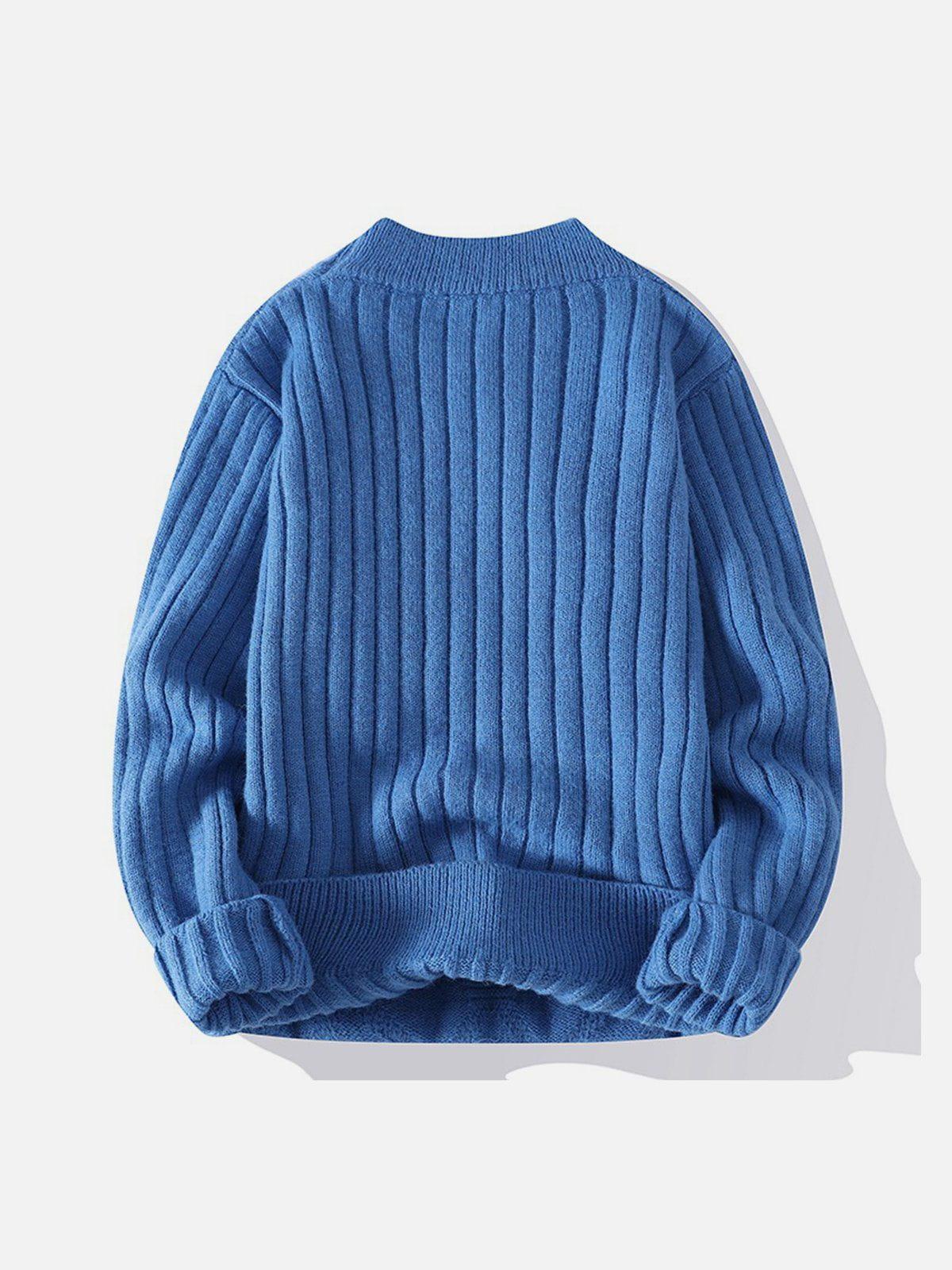Concert Outfit Solid Ribbed Jacquard Knit Sweater