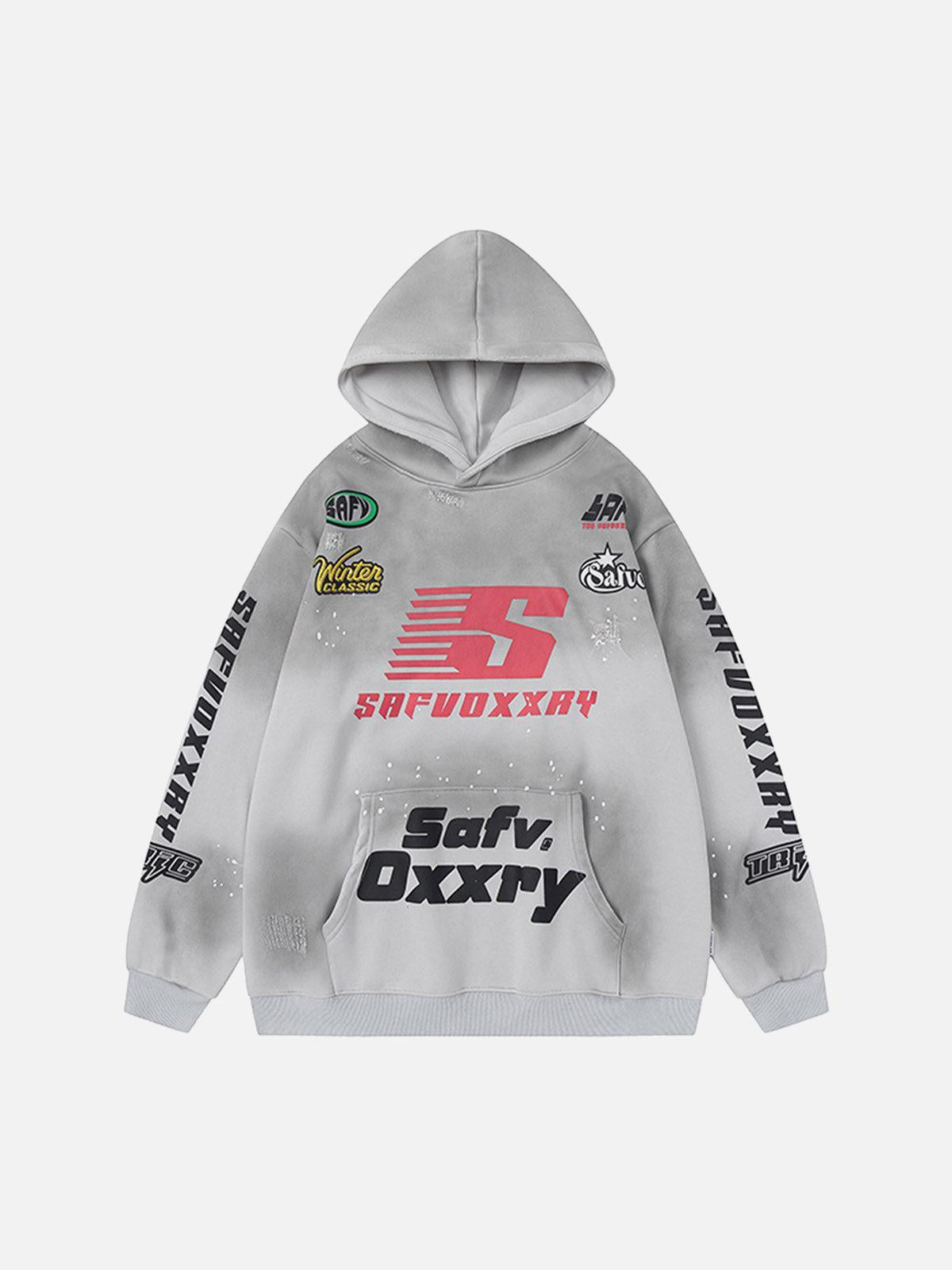 Concert Outfit Speed Graphic Washed Racing Hoodie