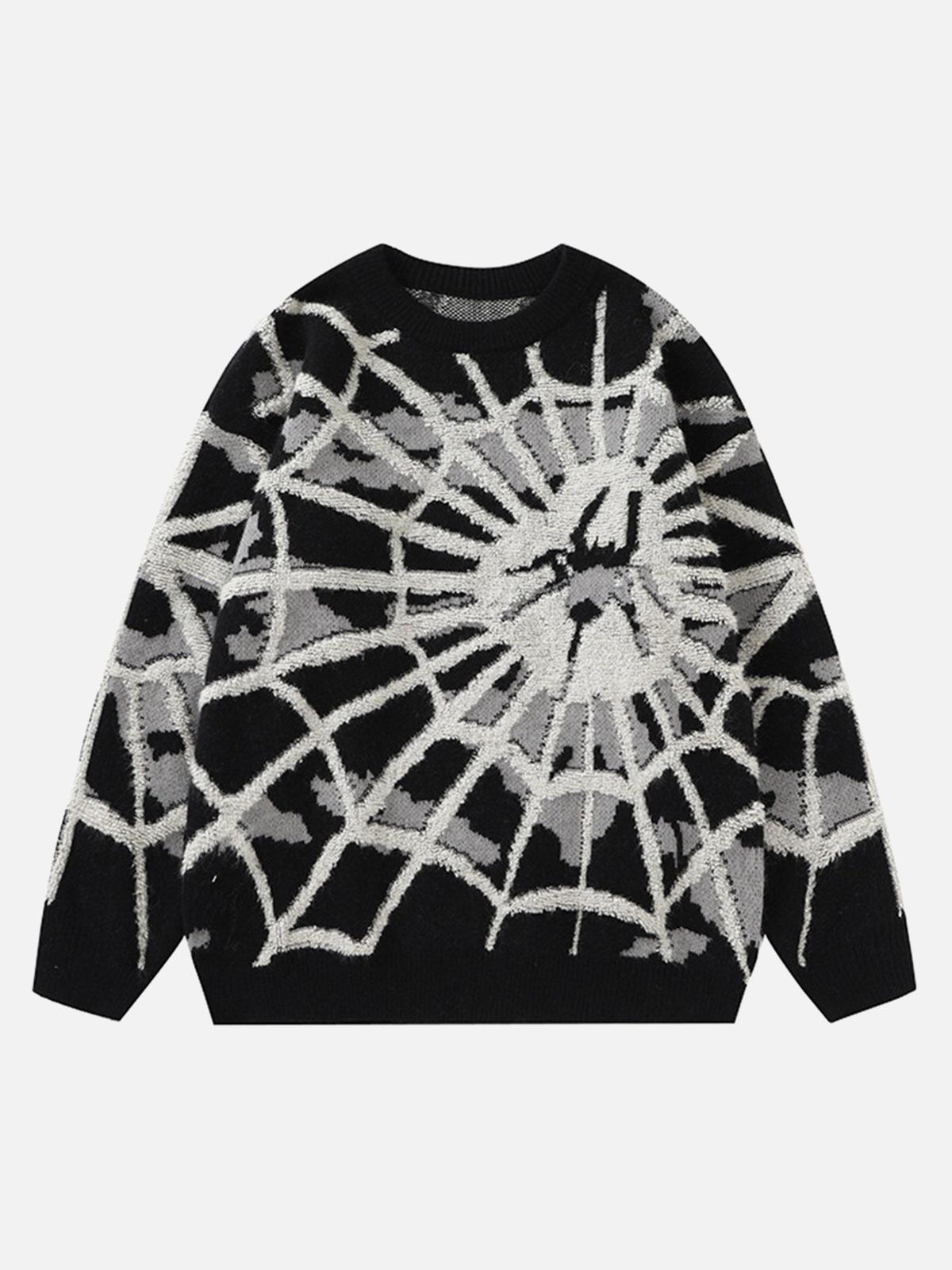 Concert Outfit Spider Knit Crew Neck Sweater