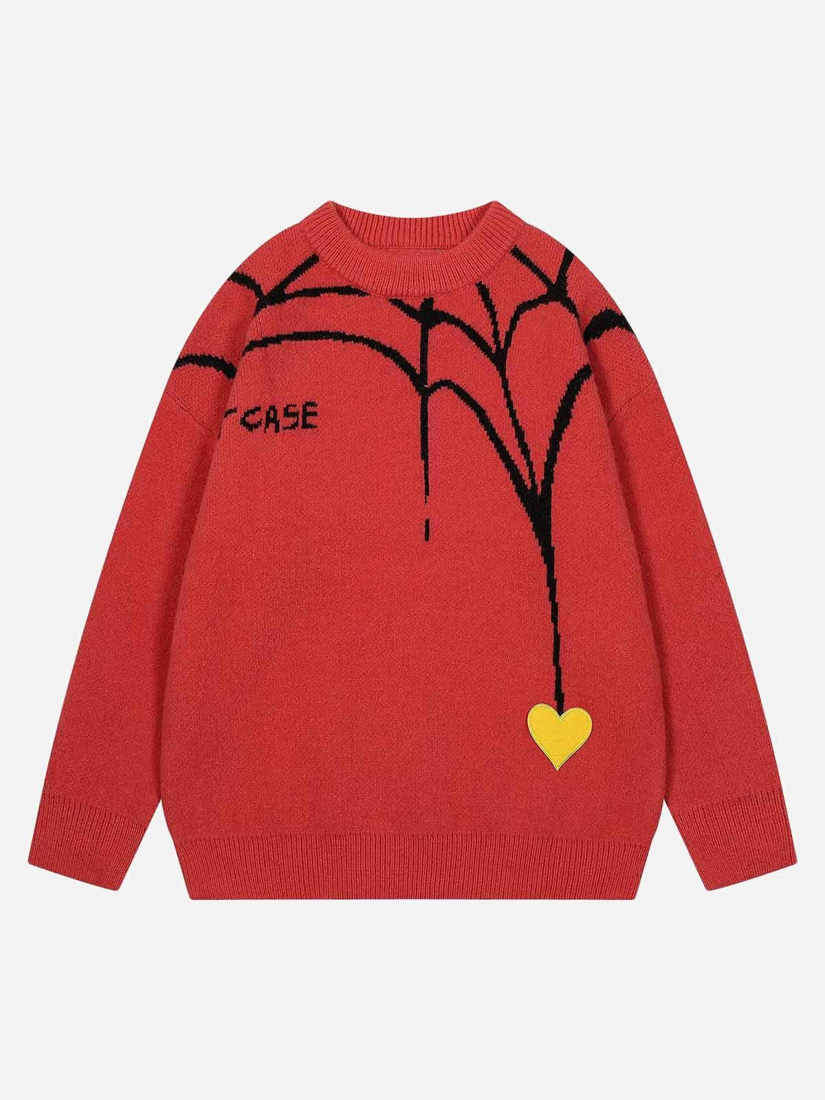 Concert Outfit Spider&Heart Knit Crew Neck Sweater