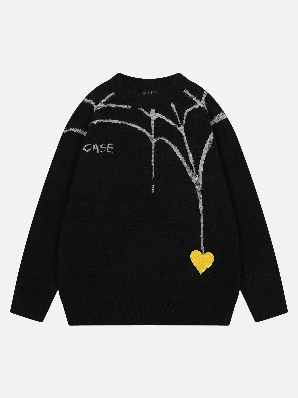 Concert Outfit Spider&Heart Knit Crew Neck Sweater
