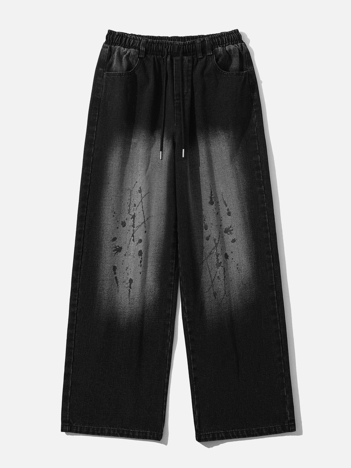 Concert Outfit Splash Ink Washed Loose Jeans