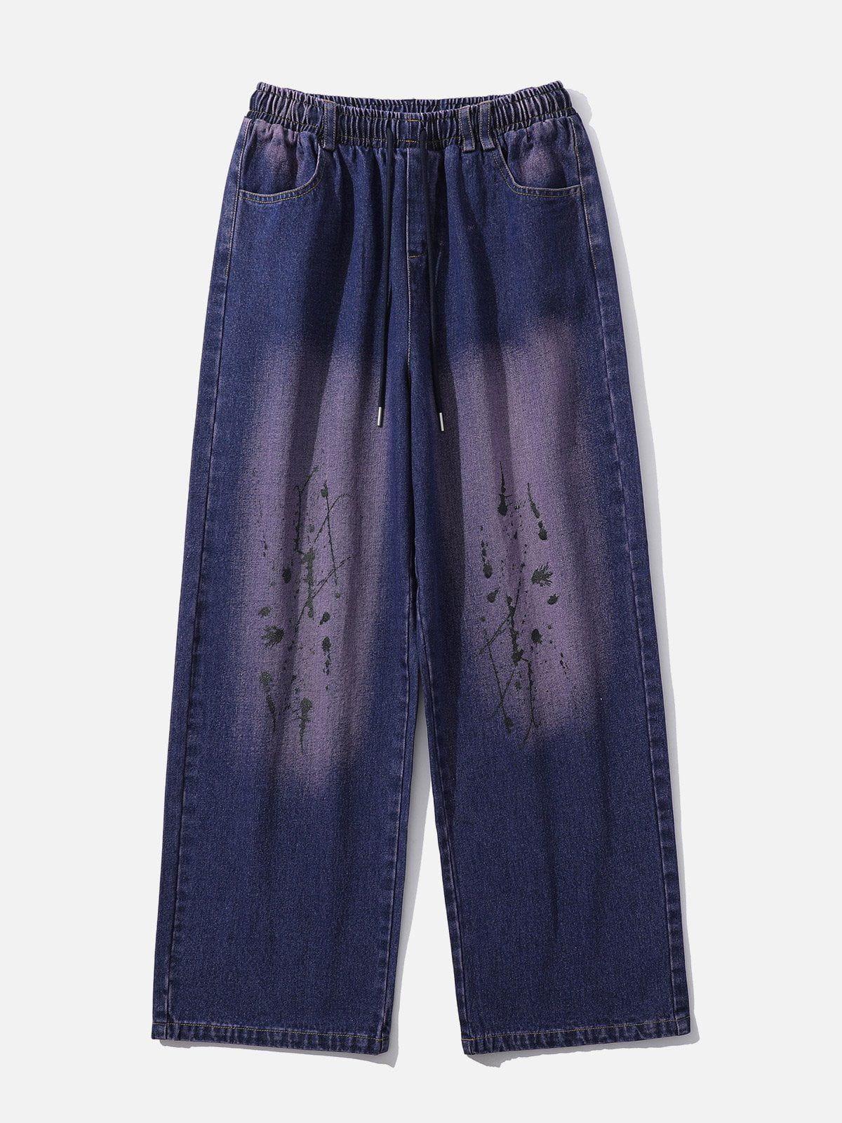 Concert Outfit Splash Ink Washed Loose Jeans