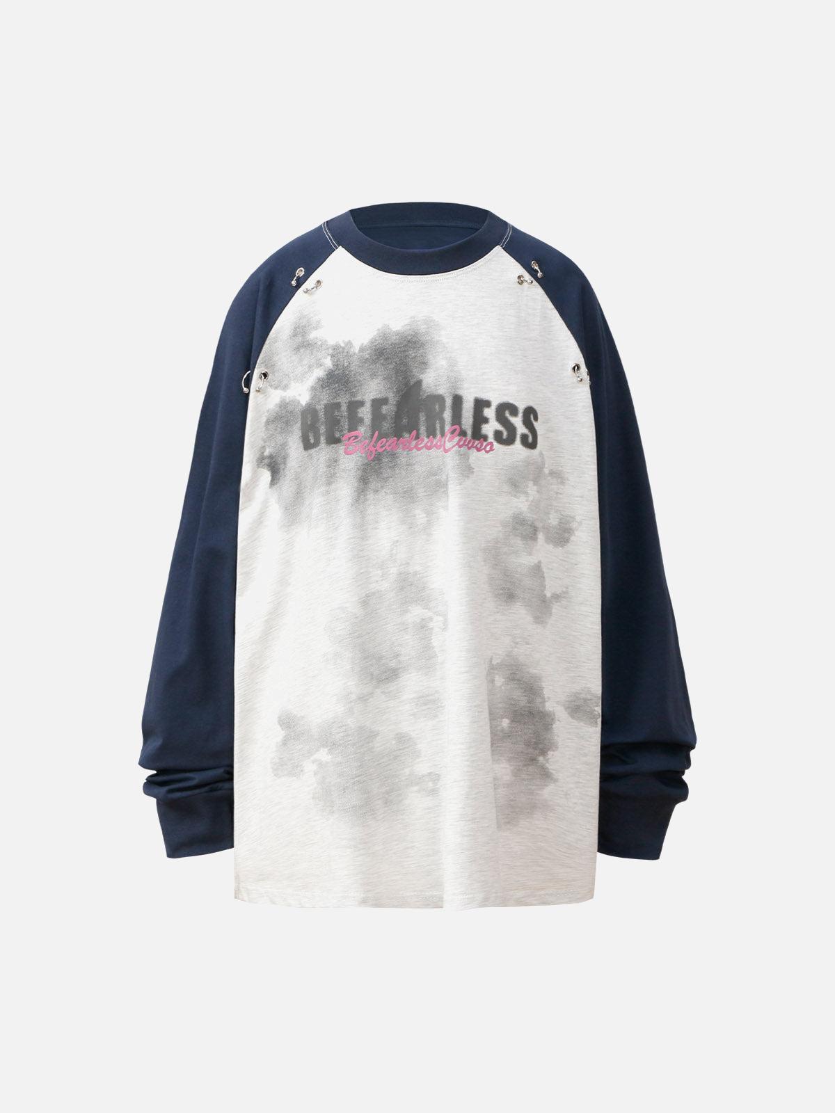 Concert Outfit Splatter Eyelet Studded Long Sleeve T-Shirt